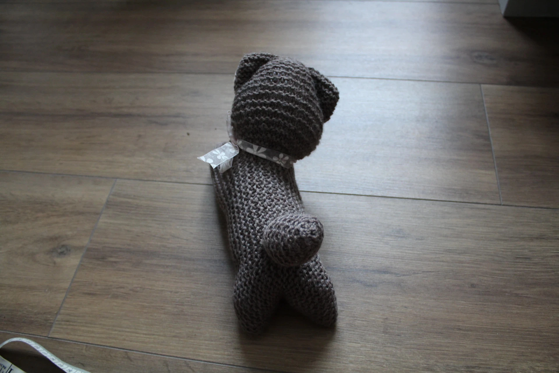 Doudou Chat en tricot fait main - Marron et Rose – photo 8